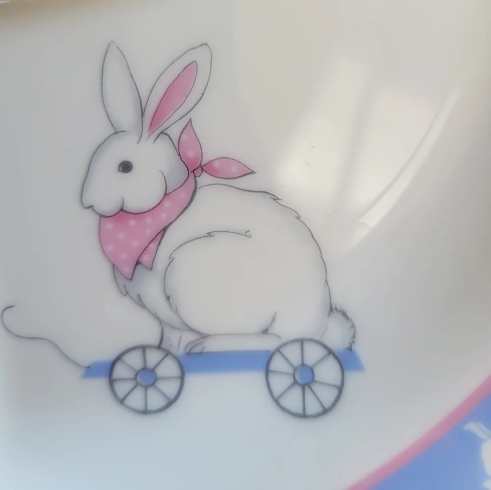 Gorham Baby Plate Toddler Divided Dish China Blue & Pink Gordon Fraser Vintage